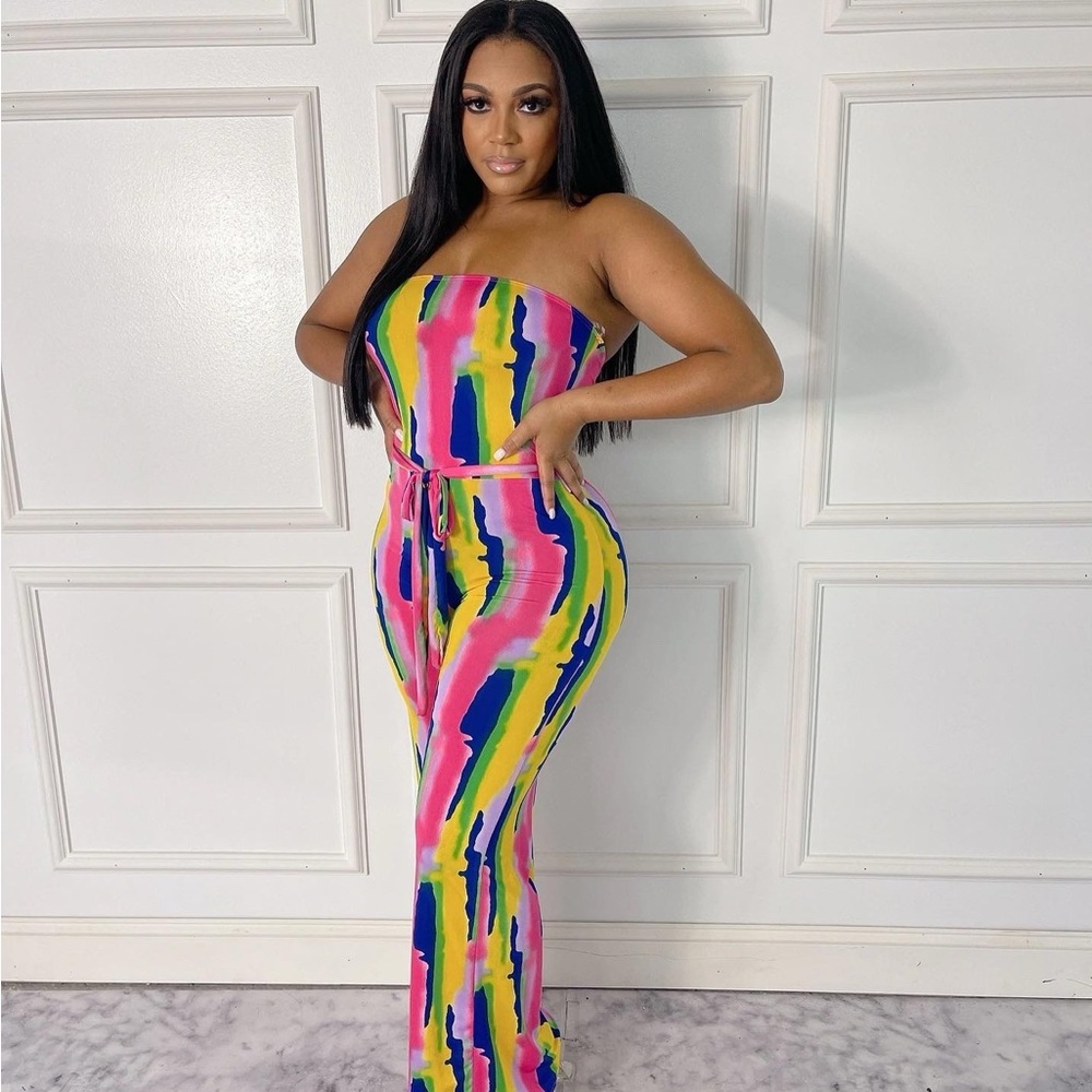Vibrant Multicolor Striped Plus Size Jumpsuit